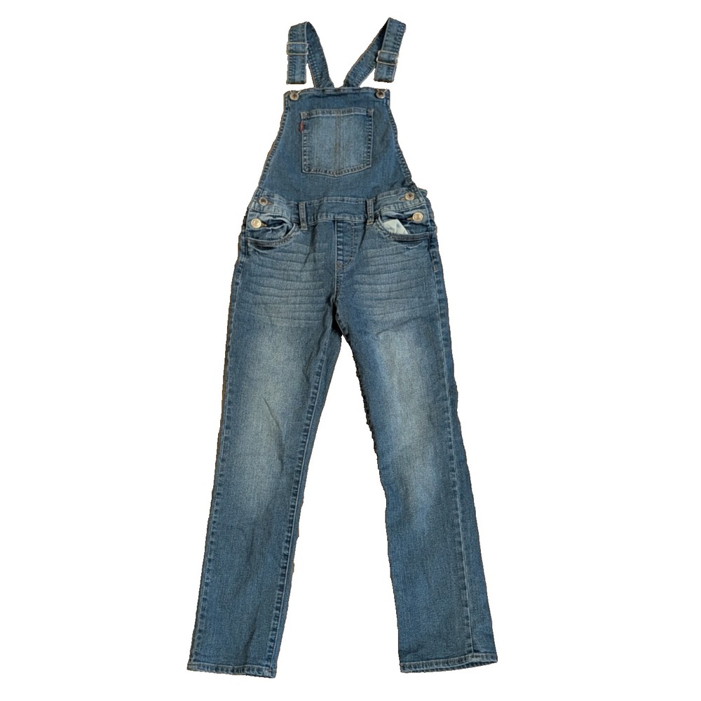 Levis Girls Overalls Blue Denim Youth Size 10R, Medium Wash, Adjustable Strap